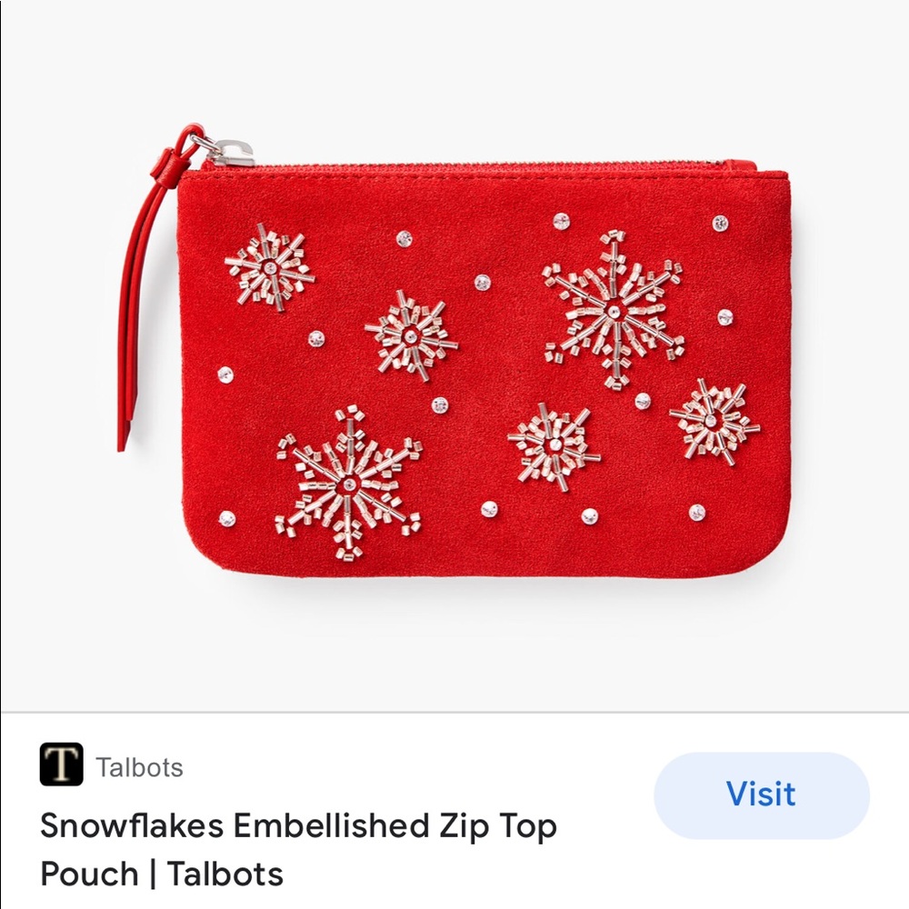 TALBOTS Snowflake zipper pouch/wallet